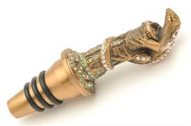 ,_8611/3 LIZARD BOTTLE STOPPER IN ANTIQUE GOLD WITH GREEN & CLEAR CRYSTALS. 3.75" LONG. MSRP $146.00                                        