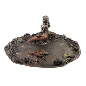 -,MERMAID JEWELRY DISH. 4" TALL, 9" LONG, 7.25" WIDE. HAND-PAINTED RESIN.                                                                   