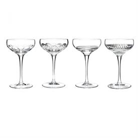 -SET OF 4 CLEAR COUPE CHAMPAGNE GLASSES, ASSORTED STYLES. 6 0Z. CAPACITY                                                                    