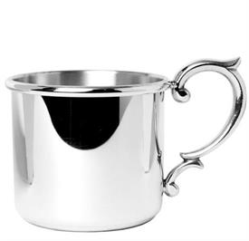-Baby cup pewter scroll handle with straight sides.                                                                                         