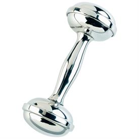 -,PEWTER DUMBELL RATTLE. 4" LONG. GIFT BOXED.                                                                                               