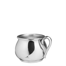 -PEWTER BULGED SMOOTH HANDLED BABY CUP                                                                                                      