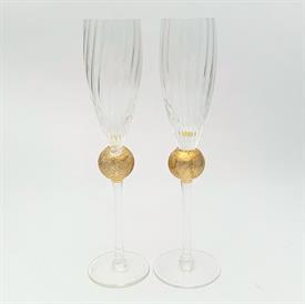 ,PAIR UNION STREET MANHATTAN CHAMPAGNE FLUTES. SIGNED 10.25" TALL                                                                           