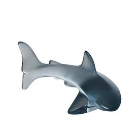 -,SMALL SHARK SCULPTURE IN PERSEPOLIS BLUE. 2.76" TALL, 4.53" LONG, 3.54" WIDE. HANDCRAFTED IN FRANCE.                                      