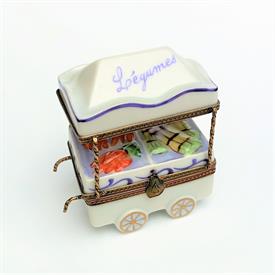 ,VEGETABLE STAND TRINKET BOX. LIMITED EDITION. HAND-PAINTED. SIGNED & NUMBERED 293 OF 300. 2.5" TALL, 2.25" LONG, 1.5" WIDE                 