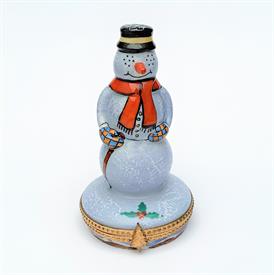 ,RETIRED SNOWMAN TRINKET BOX. HAND PAINTED. 3.2" TALL, 1.9" WIDE                                                                            