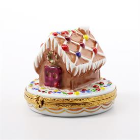 ,RETIRED GINGERBREAD HOUSE TRINKET BOX. HAND PAINTED, SIGNED & NUMBERED. 2.1" TALL, 2.4" WIDE                                               