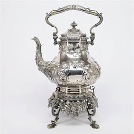 ,COIN SILVER KETTLE ON STAND MADE FOR TIFFANY BY WOODWARD & GROSJEAN. 69.30 TROY OUNCES 16.5" TALL --A TRULY MAGNIFICENT PIECE!             