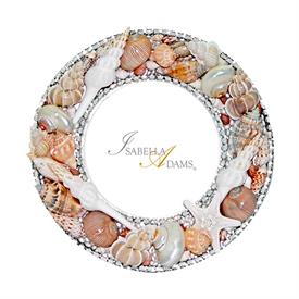 -6" ROUND WHITE OPAL CRYSTAL AND SEA SHELL FRAME                                                                                            