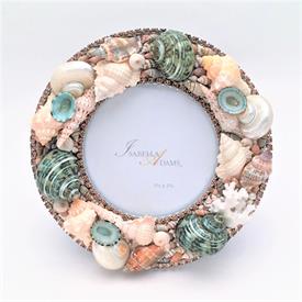 -6" ROUND TOPAZ CRYSTAL AND SEA SHELL FRAME                                                                                                 