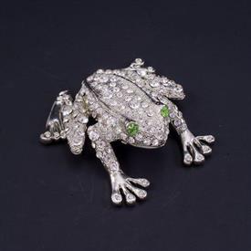 -,RIVET THE FROG PAPERWEIGHT WITH CLEAR & PERIDOT SWAROVSKI CRYSTALS. 3" WIDE                                                               