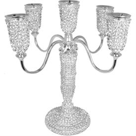 -5 LIGHT CLASSIC CLEAR CRYSTAL CANSELABRA. 12"H WITH A 4.5" ROUND BASE. ABSOLUTELY STUNNING!                                                