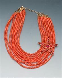 -20"ORANGE WITH PINK/ORANGE RHINESTONE S/W LOBSTER CLASP                                                                                    