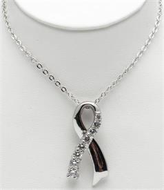 -20"RACE FOR THE CURE PENDANT WITH CRYSTALS                                                                                                 