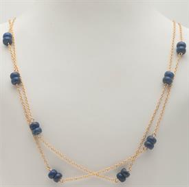 _EXTRA LONG GOLD CHAIN WITH LAPIS LAZULI BEADS                                                                                              