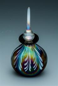  GLASS ART STUDIO PERFUME BOTTLE WITH STOPPER AND DAUBER MULTI COLOR 6" TALL                                                                