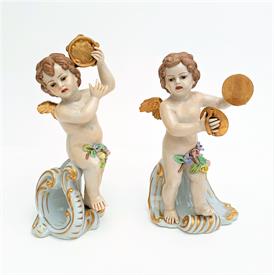 ,PAIR CAPODIMONTE SAN MARCO CUPID FIGURINES 5" TALL AS IS                                                                                   