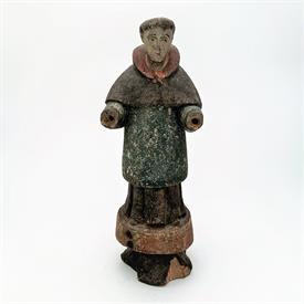 ,18TH CENTURY SPANISH SANTOS WOOD CARVED FIGURINE OF ST ANTHONY. 12.75" TALL. WARE EXPECTED WITH AGE, PLEASE VIEW PHOTOS.                   