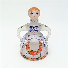 ,GLASS CRUET MADE IN CZECHOSLOVAKIA HANDPAINTED AND ENAMELED WOMAN 5.5"TALL 4" WIDE                                                         