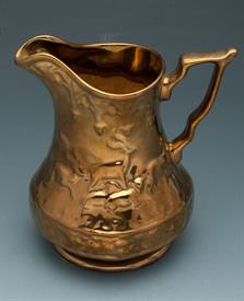 COPPER LUSTER WADE PITCHER WITH DEER DESIGN. 5.5" H                                                                                         