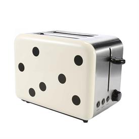 -2-SLICE TOASTER. 6" WIDE, 10.5" LONG, 7.5" TALL. ENAMELWARE OVER STAINLESS STEEL. BREAKAGE REPLACEMENT AVAILABLE.                          