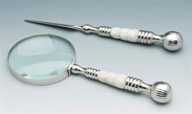 -52513 MAGNIFING GLASS AND LETTER OPENER CROME AND MOTHER OF PEARL HANDLES,BOTH 10" IN LENGTH.                                              