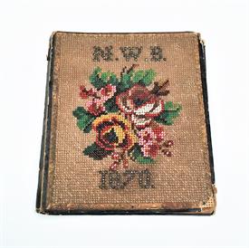 ,RARE VICTORIAN BEADED BOOK COVER WITH 2 ALMANACS. DATED 1870. 3.8" WIDE, 4.5" LONG, .25" DEEP                                              