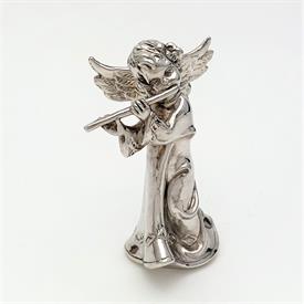 ,SIGNED SAM PHILIPE ELECTROPLATED STERLING SILVER ANGEL PLAYING THE FLUTE FIGURINE. 4.1" TALL                                               