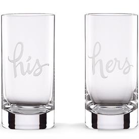 _,'HIS' 'HERS' HIGHBALL GLASS SET. 16 OZ. CAPACITY. DISHWASHER SAFE. BREAKAGE REPLACEMENT AVAILABLE.                                        