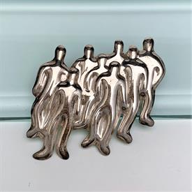 ,MID CENTURY MODERNIST GROUP OF PEOPLE/CROWD BROOCH. SIGNED TS-111 (?). 2.25" WIDE, 3.75" LONG, .58 OZT                                     