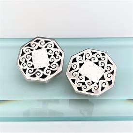 ,1940'S C. MOLINA MEXICAN STERLING SILVER 'SHADOWBOX' CUFFLINKS. 1.2" WIDE, .6 OZT                                                          