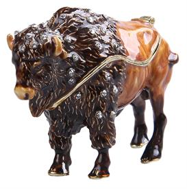 -STANDING AMERICAN BISON BOX WITH MATCHING NECKLACE. 2.4" TALL.                                                                             