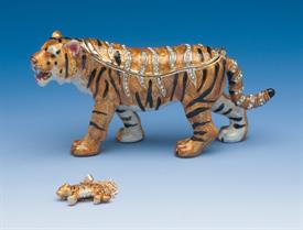 -WALKING TIGER WITH CRYSTALS AND MATCHING NECKLACE. 2.25" TALL, 4.5" LONG.                                                                  