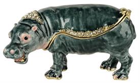 -GRAY HIPPO WITH MATCHING NECKLACE. 1.75" TALL, 3.4" LONG.                                                                                  