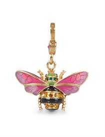 -MURIAL BEE CHARM/PENDANT. 18K GOLD PLATE OVER STEEL, HAND ENAMELED WITH HAND-SET SWAROVSKI CRYSTALS                                        