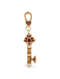 -HOPE KEY CHARM IN SIAM. 18K GOLD PLATE OVER STEEL, WITH HAND ENAMELING AND HAND-SET SWAROVSKI CRYSTALS                                     