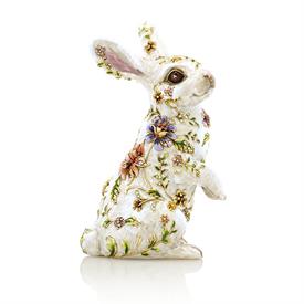 -,SUNNY FLORAL BUNNY FIGURINE. HAND ENAMELED & SET WITH SWAROVSKI CRYSTALS. 6.25" TALL                                                      