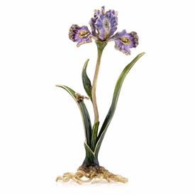 -,VINCENT IRIS OBJET. 14K GOLD FINISHED PEWTER HAND ENAMELED & HAND SET WITH SWAROVSKI CRYSTALS. 12.5" TALL. MADE IN RHODE ISLAND           