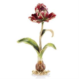 -,RENEE TULIP OBJET D'ARTE FIGURINE. HAND PAINTED ENAMEL ACCENTS SET WITH SWAROVSKI CRYSTALS. 13" TALL. MADE IN RHODE ISLAND                