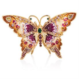 -,LEA MEDIUM BUTTERFLY FIGURINE. 14K GOLD PLATED, HAND ENAMELED & HAND-SET WITH SWAROVSKI CRYSTALS. 5" WIDE, 3" LONG, 1.75" TALL            