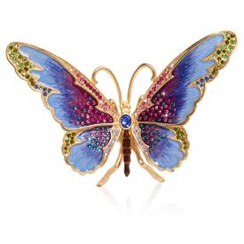-,PUCCINI LARGE BUTTERFLY FIGURINE. 14K GOLD PLATED, HAND ENAMELED & HAND-SET WITH SWAROVSKI CRYSTALS. 5.5" WIDE, 3.75" LONG, 2.5" TALL     
