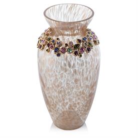 -,NORAH VASE IN BOUQUET. 8" TALL. SWAROVSKI CRYSTALS IN 14K GOLD PLATED CROWN TOP A HAND-BLOWN GLASS VASE.                                  