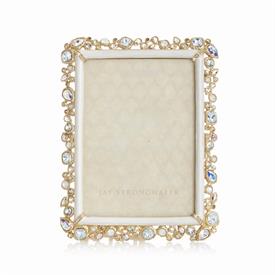 -,LESLIE 5X7" BEJEWELED FRAME IN OPAL. 14K GOLD PLATED HAND-SET WITH SWAROVSKI CRYSTALS. MADE IN RHODE ISLAND.                              