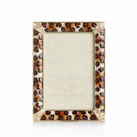 -,LEONARD 4X6" LEOPARD FRAME WITH PAVE CORNERS. 14K GOLD PLATED & HAND ENAMELED.                                                            