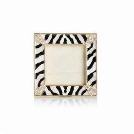 -,LELAND 'ZEBRA' 2X2" SQUARE FRAME. 14K GOLD PLATED WITH HAND-ENAMELING AND PAVE CRYSTAL CORNERS.                                           