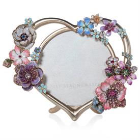 -,PREM 4" ROUND HEART FROM IN FLORA.6.5" WIDE, 5" TALL, 3" DEEP. 14K GOLD PLATED, HAND ENAMELED & SET WITH SWAROVSKI CRYSTALS               