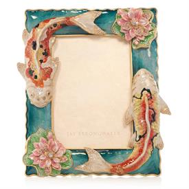-,RIVER 5X7" KOI FRAME. HAND ENAMELED & SET WITH SWAROVSKI CRYSTALS IN RHODE ISLAND. 10" TALL, 8" WIDE, 4" DEEP                             