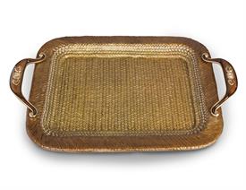 -,ABBOTT RATTAN METAL TRAY IN AMBER. HAND ENAMELED AND HAND SET WITH SWAROVSKI CRYSTALS. 24" X 16".                                         