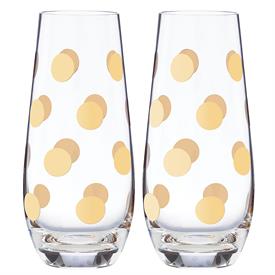 _,GOLD PAIR OF STEMLESS CHAMPAGNE FLUTES. 7 OZ. CAPACITY. DISHWASHER SAFE. BREAKAGE REPLACEMENT AVAILABLE.                                  