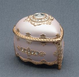 -,SMALL PINK AND GOLD ENAMEL HEART MUSIC BOX WITH SWAROVSKI CRYSTALS. PLAYS CANDLE IN THE WIND BY ELTON JOHN                                